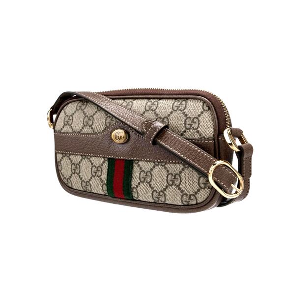 Gucci GG Supreme Ophidia Mini Crossbody Bag Beige/Ebony Coated Canvas NEW - Picture 2 of 14